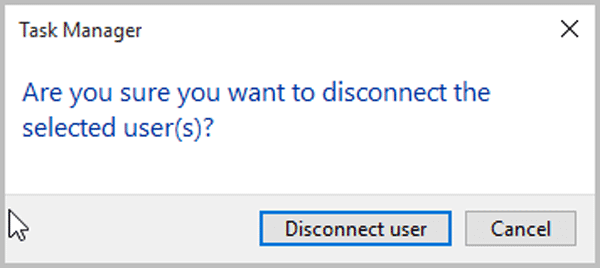 click on disconnect user to comfirm