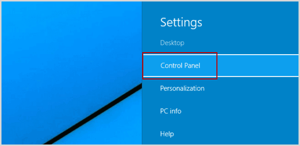 go to control panel through the setting panel