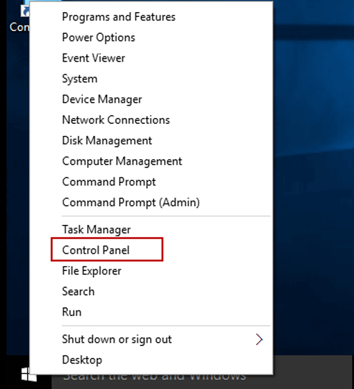 windows 10 control panel missing right click