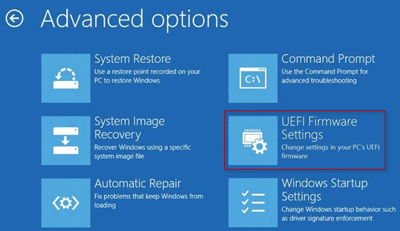 successfully change pc settings to access uefi bios in windows 10