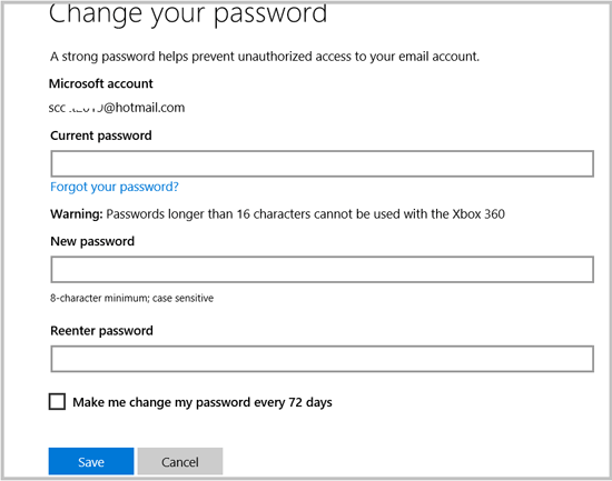 how do i change my microsoft account password on my nokia lumia 520