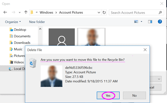 remove account pictures