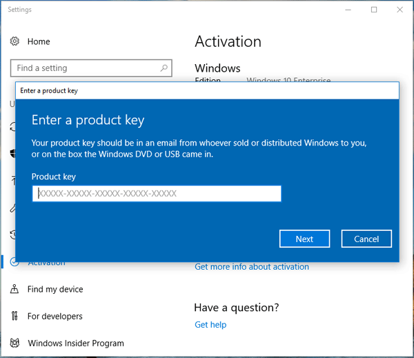 changing product key on windows 10 pro