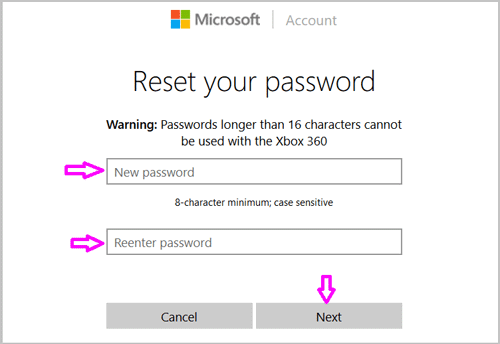i cant change the password on my microsoft account