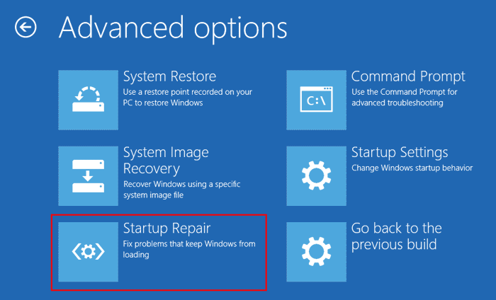 choose Startup Repair