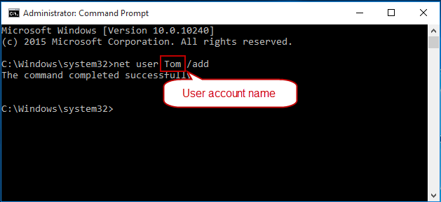 add account with command