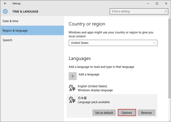 click options to download language packs