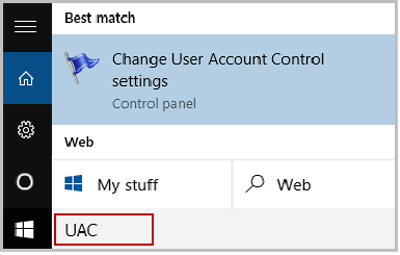 Image result for search uac win 10