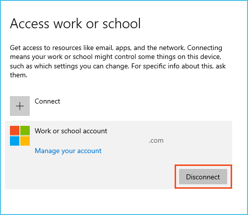 Remove School or Work account