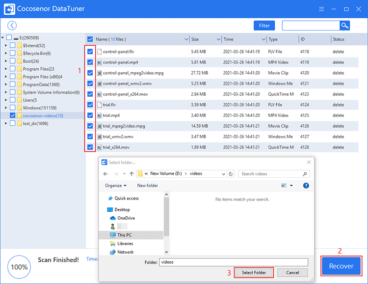 recover deleted videos to safe location