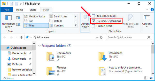 how to view file types in windows 10