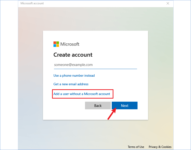 add a person without microsoft account 