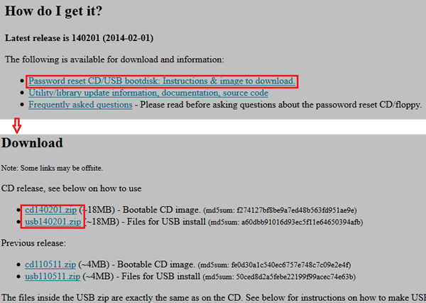 get password reset bootdisk