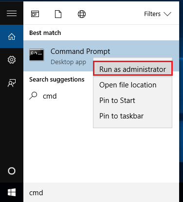 open administrator command prompt windows 10