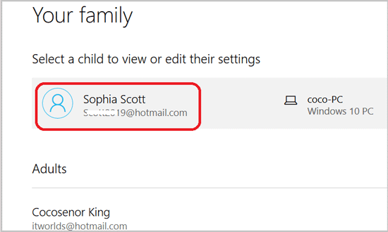 select a child