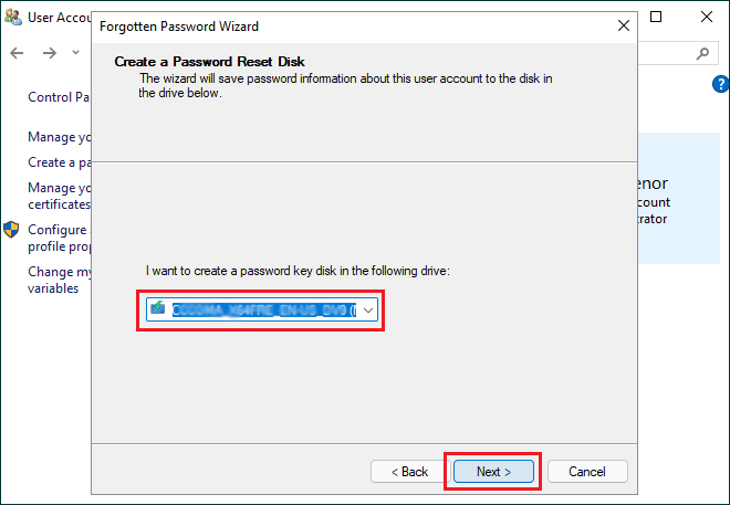 selct the disk drive