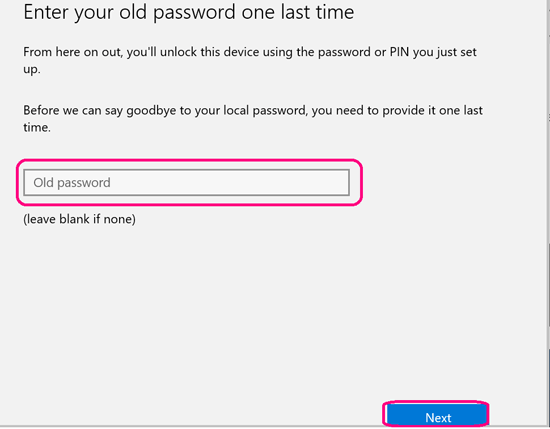 enter your old password