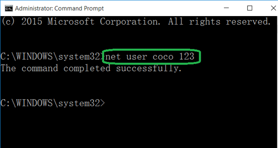 reset local account password with command