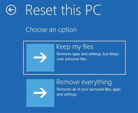 windows 10 reset pc stuck at 64