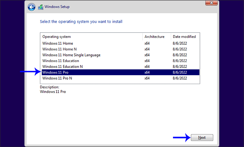 select operating system