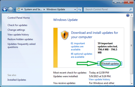receiving over 100 updates windows 7
