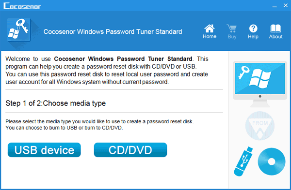 choose media to create a password reset disk