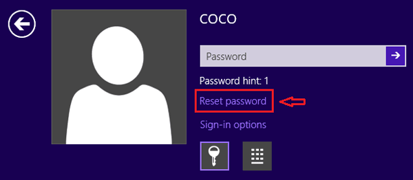 select reset password