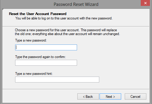 type the new password