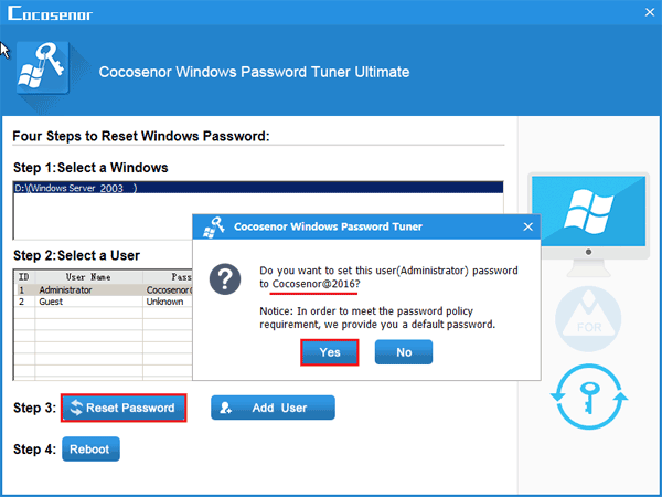 reset windows server 2003 administrator password