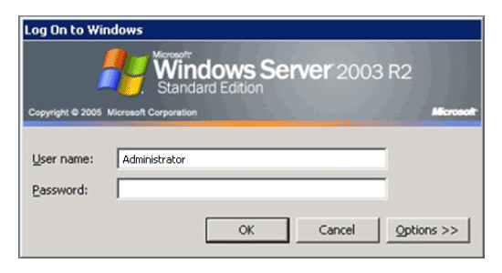 windows server 2003 logon window