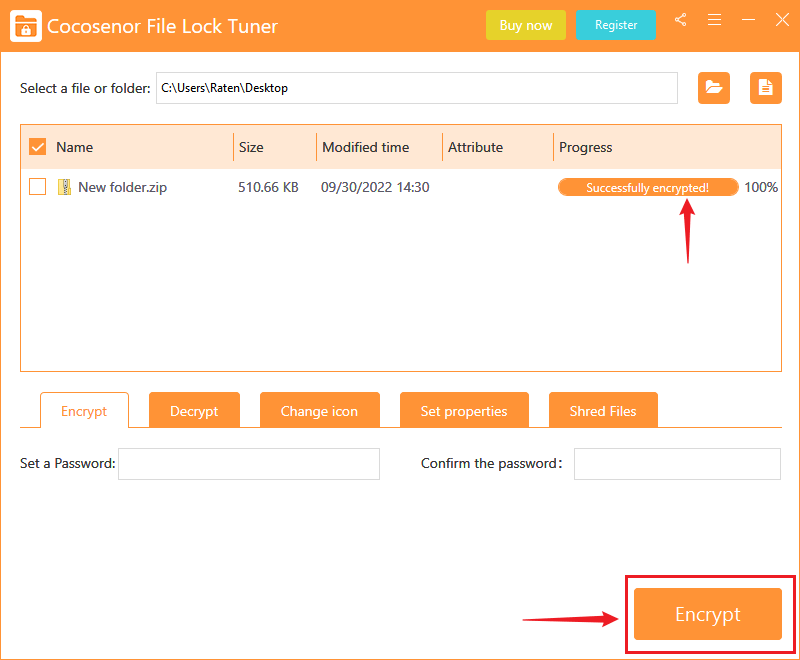 click on encrypt