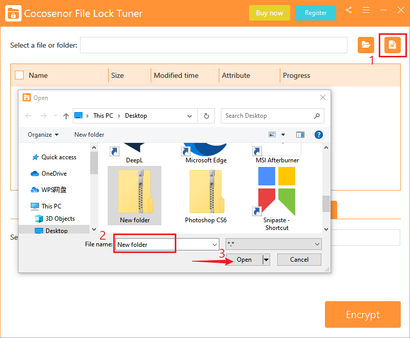 select a zip file to enrypt