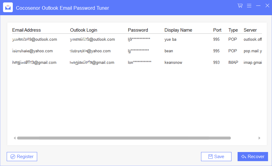 outlook email  password tuner