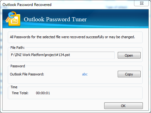 outlook password tuner