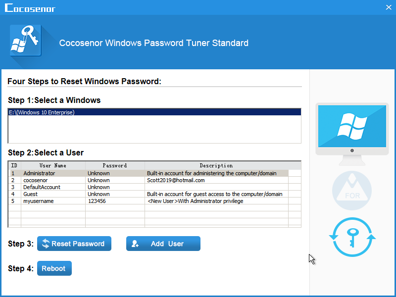 Cocosenor Windows Password Tuner An Advanced Windows
