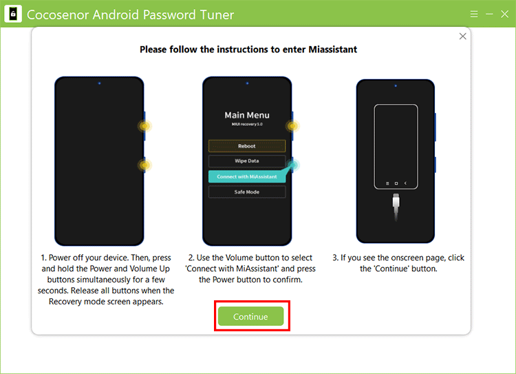 Instructions to enter MiAssistant