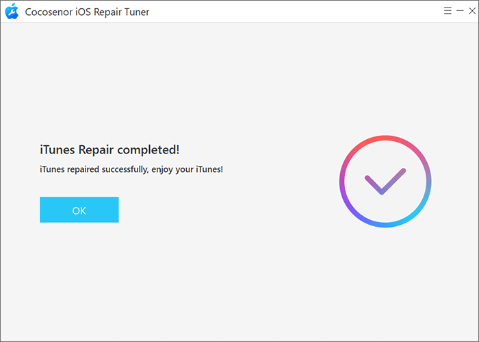 iTunes Repaired completed