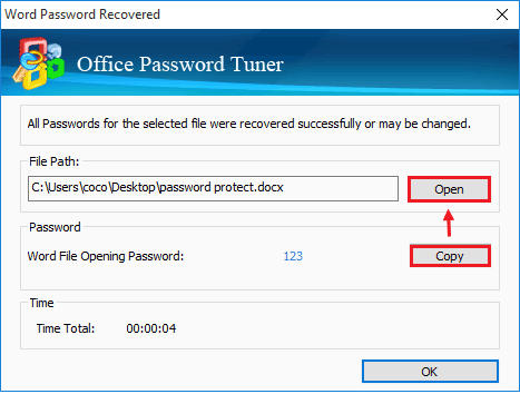 office document password is recovered